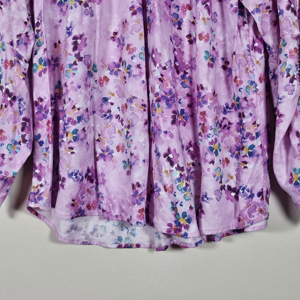 Soft Surroundings Brialla Lilac Purple Floral Watercolor Print Top Romantic XL - Picture 4 of 9